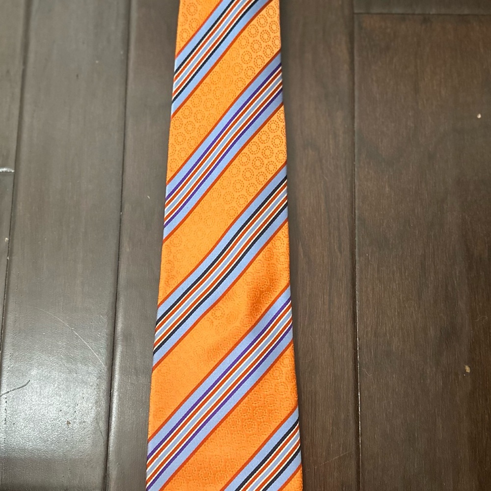 Steve Harvey Orange & Blue Striped Men's Tie - Picture 3 of 3